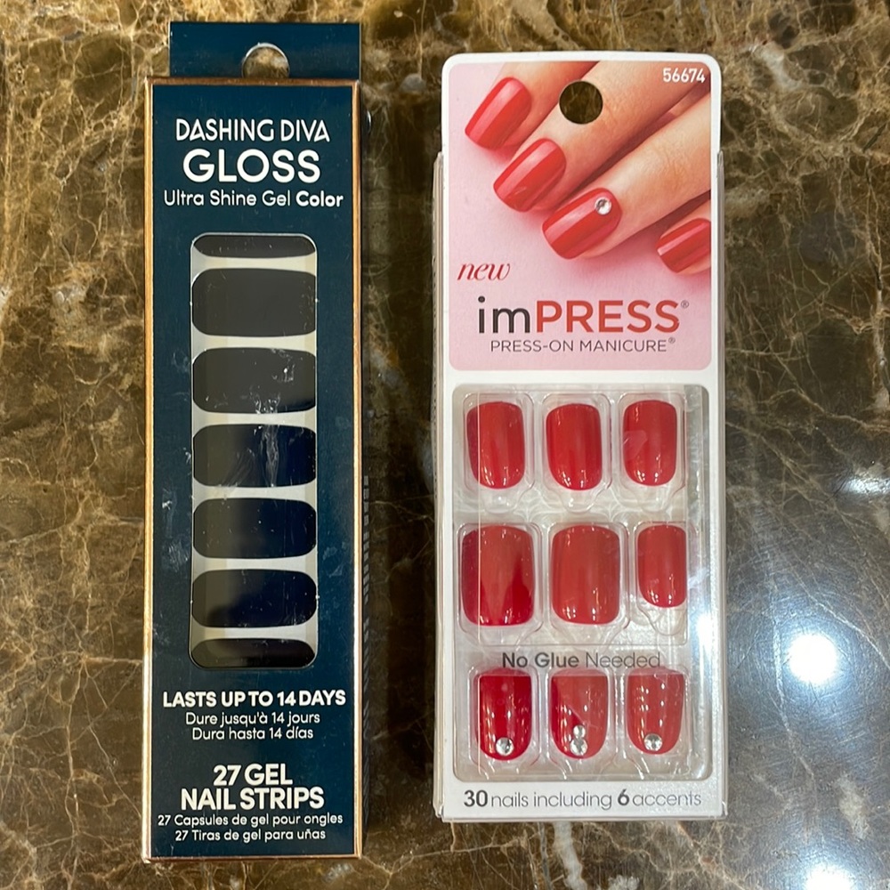 NIB imPress press on manicure and dashing diva nail strips